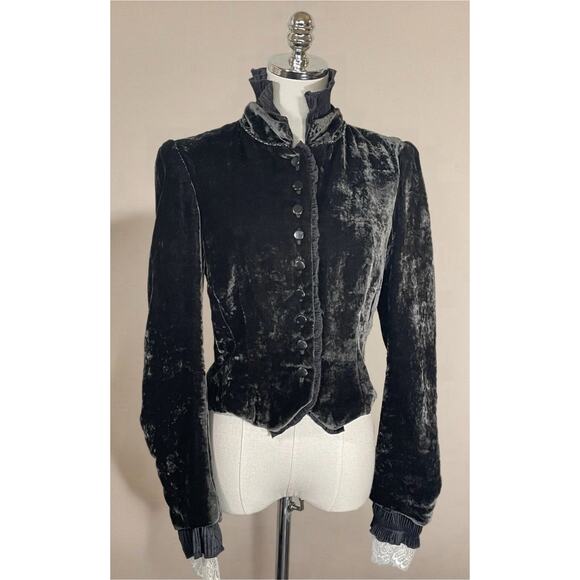 DOROTHEE SCHUMACHER Velour Lace Trimming Steampunk Jacket Victorian MED Gothic - Picture 1 of 16